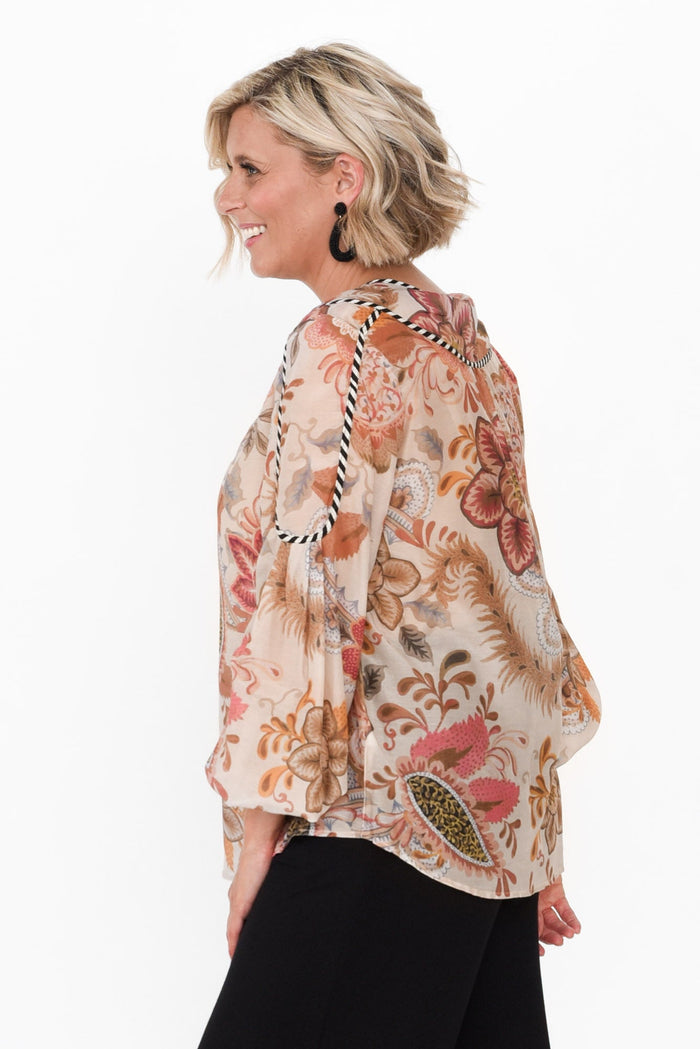 Altair Aries Floral Cotton Silk Shirt,alt text|model:Brooke