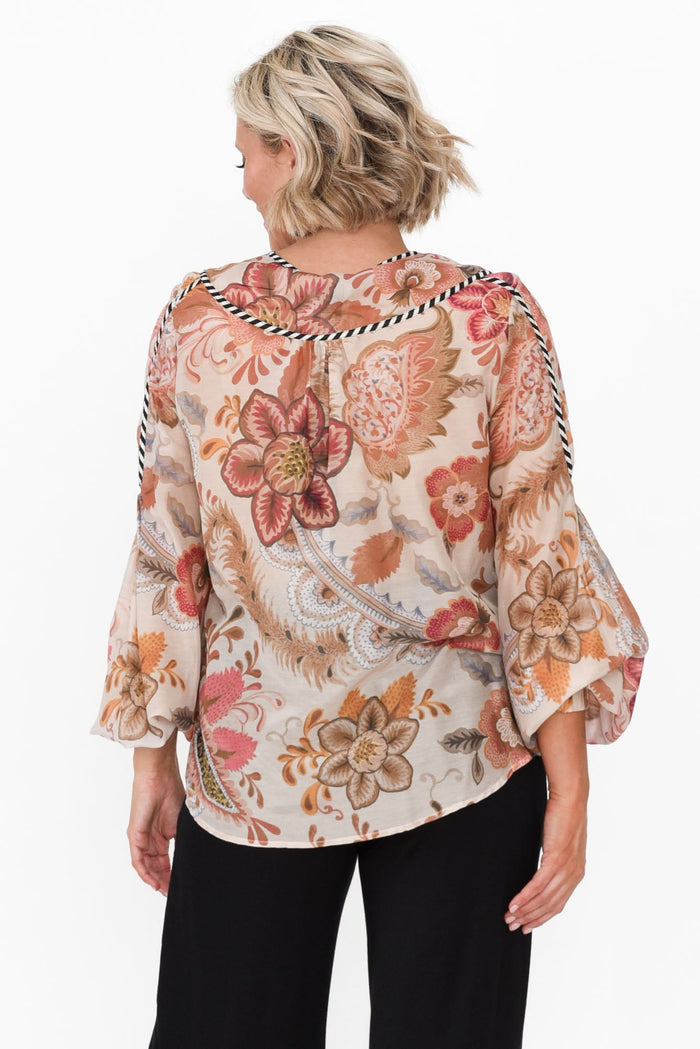 Altair Aries Floral Cotton Silk Shirt,alt text|model:Brooke