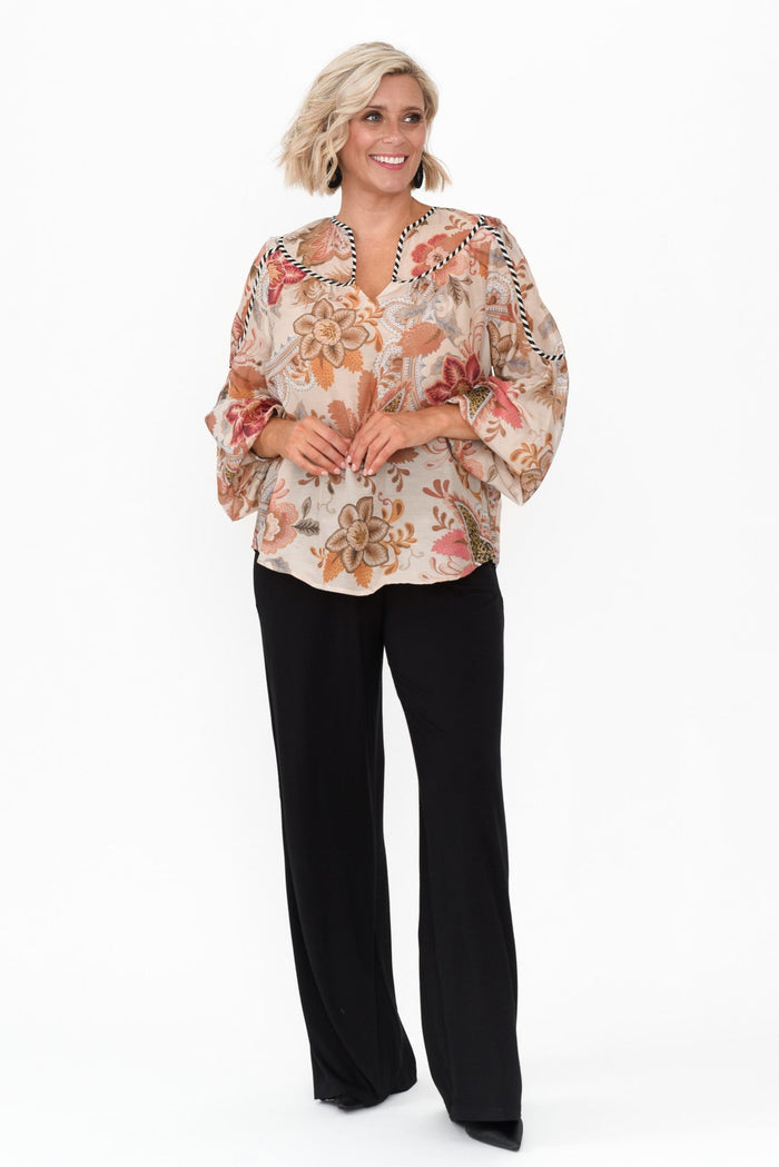 Altair Aries Floral Cotton Silk Shirt,alt text|model:Brooke