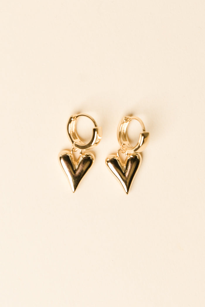 Amy Gold Heart Drop Earrings