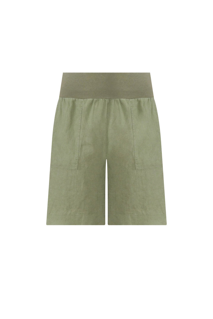 Aster Khaki Linen Shorts,ghost-mani