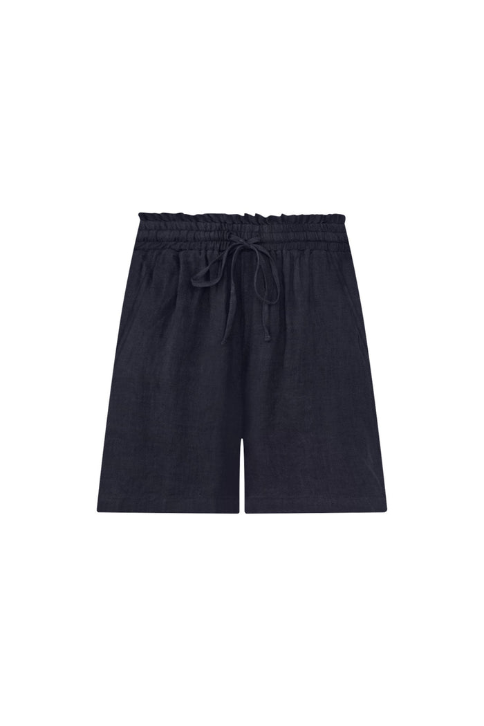 Astoria Navy Linen Drawstring Shorts,ghost-mani