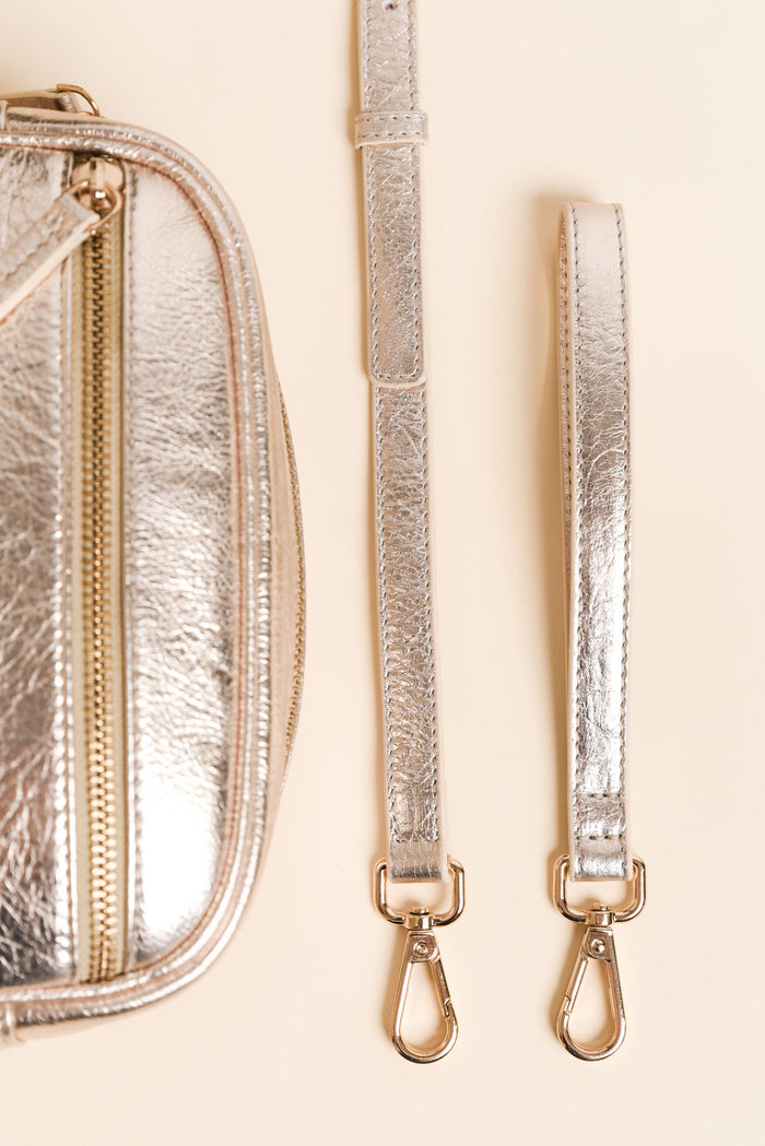 Aurora Champagne Metallic Crossbody Bag