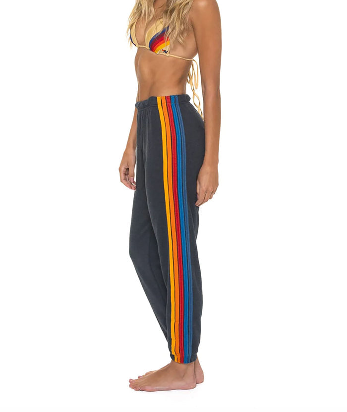 Aviator Nation Women Classic 5 Stripe Sweatpants Womens Casual Bottoms Aviator Nation Charcoal Juniors/Women XS