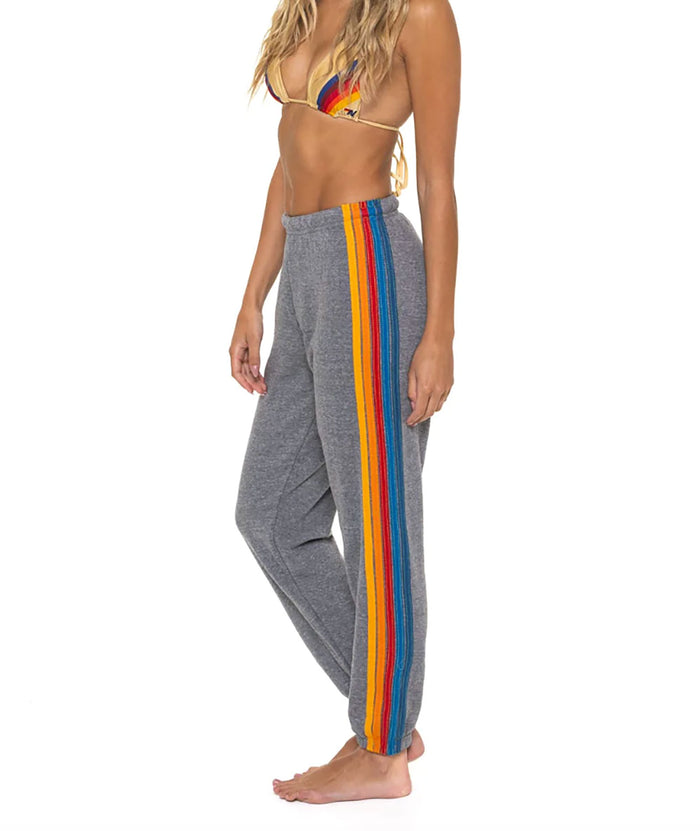 Aviator Nation Women Classic 5 Stripe Sweatpants Womens Casual Bottoms Aviator Nation Heather Grey Juniors/Women XS