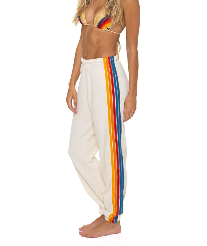 Aviator Nation Women Classic 5 Stripe Sweatpants Womens Casual Bottoms Aviator Nation Vintage White Juniors/Women XS