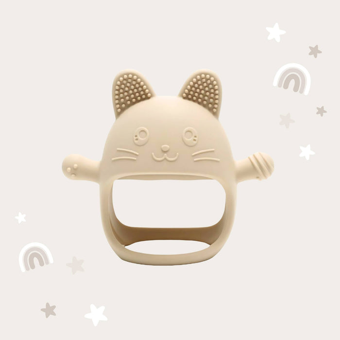 Baby Bliss Cat Teething Mitt - Cream