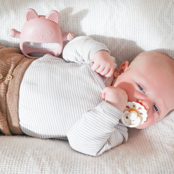 Baby Bliss Cat Teething Mitt - Cream