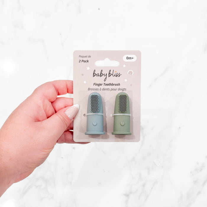 BABY BLISS Finger Toothbrush Infant- Dusty Teal & Sage