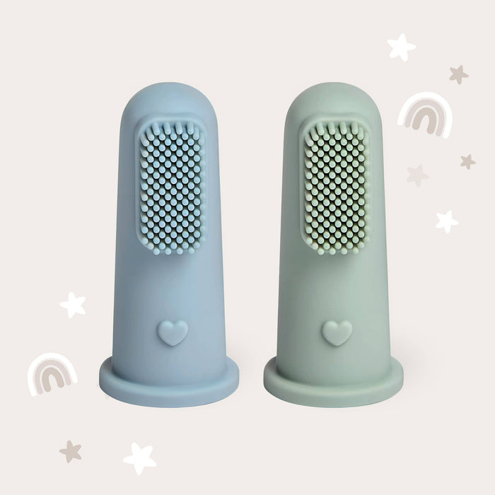 BABY BLISS Finger Toothbrush Infant- Dusty Teal & Sage