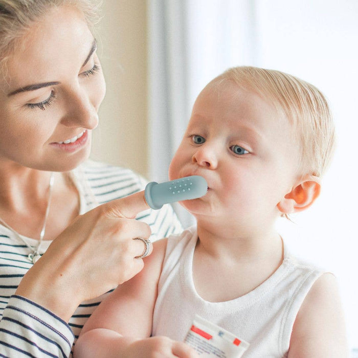 BABY BLISS Finger Toothbrush Infant- Dusty Teal & Sage
