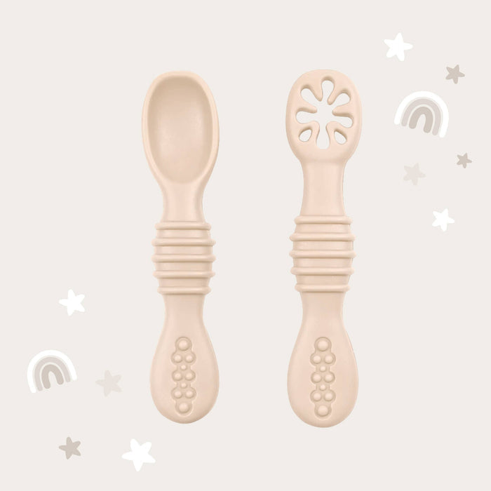 Baby bliss Infant Training Spoons for Self Feeding - Almond
