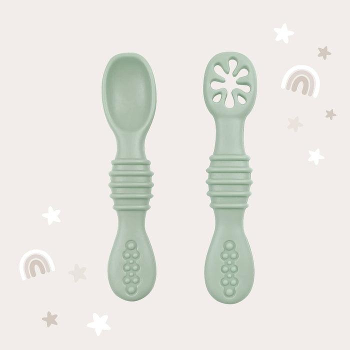Baby bliss Infant Training Spoons for Self Feeding - Sage