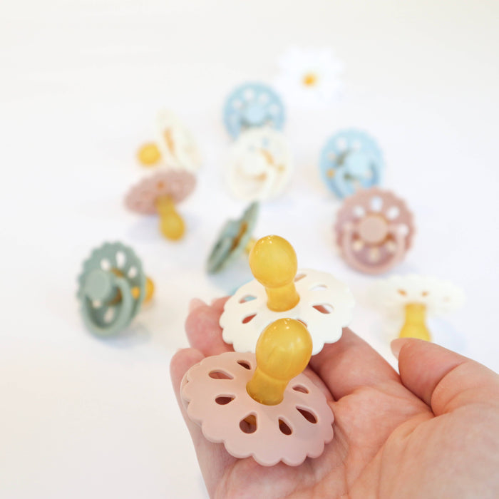 Baby bliss Natural Latex Pacifiers - Size 1 (0-6M) Blush & Cream