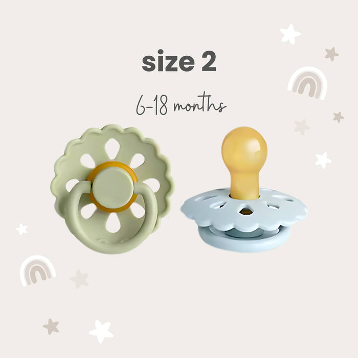 Baby bliss Natural Latex Pacifiers - Size 2 (6-18M) Sage & Dusty Blue