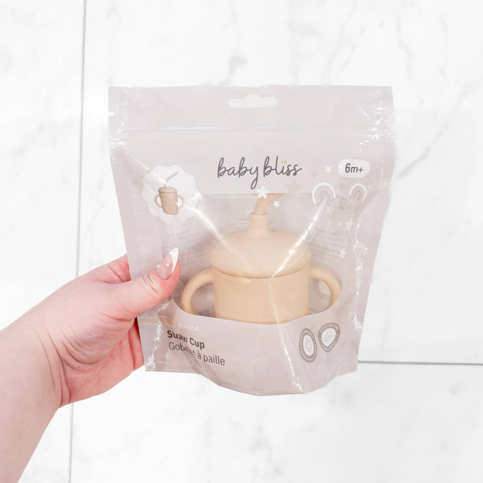 Baby bliss Sippy Cup with Straw, Spill-Proof & Anti-Stain - Almond