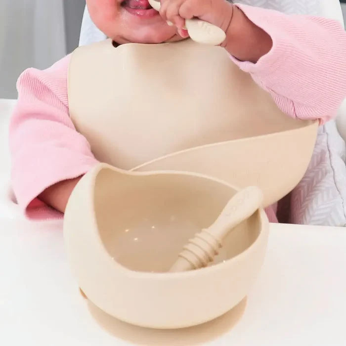 Baby bliss Suction Bowl & Training Spoons - Almond