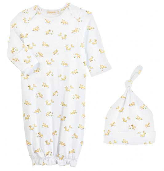 Baby Club Chic Baby Duckies Gown & Hat Set (Newborn)