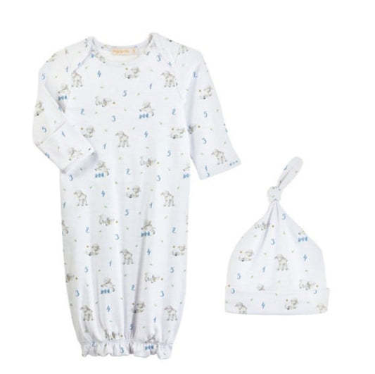 Baby Club Chic Blue Counting Sheep Gown & Hat Set