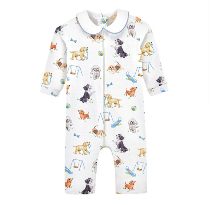 Baby Club Chic Doggie Park Printed Playsuit With Round Collar
