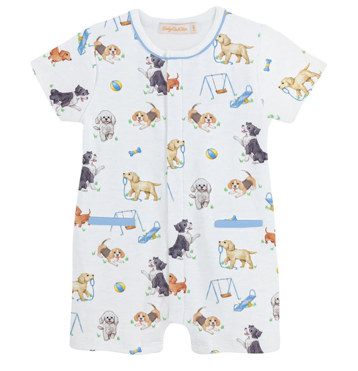 Baby Club Chic Doggie Park Printed Romper