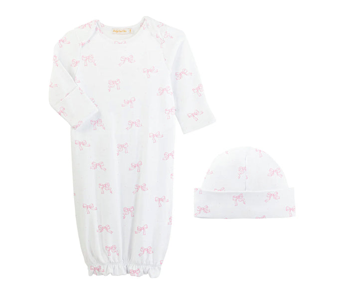 Baby Club Chic Pretty Bows Pink Printed Gown Set