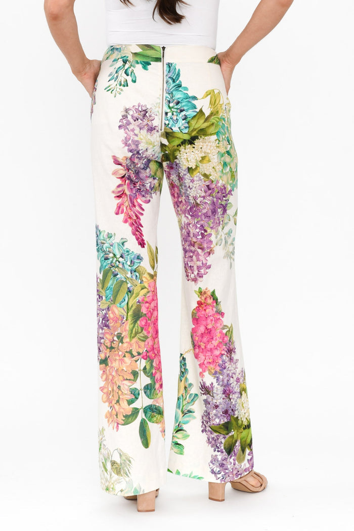 Bahia Wisteria Alba Linen Blend Pants,Brunette model,alt text|model:Elouise