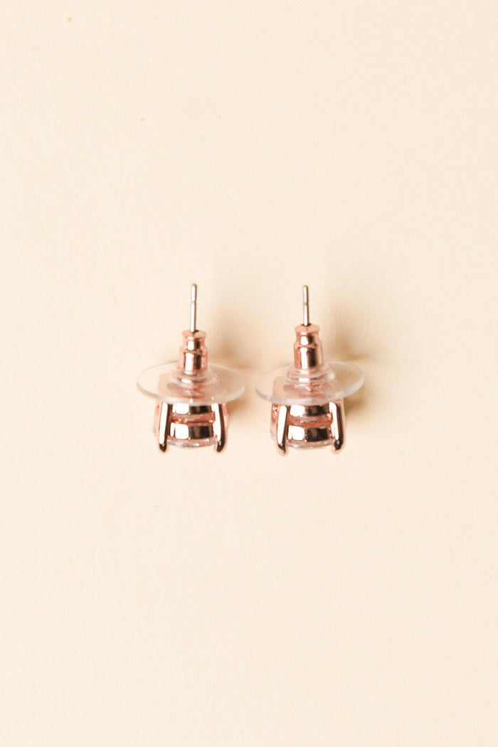 Ballet Rose Gold Diamante Stud Earrings