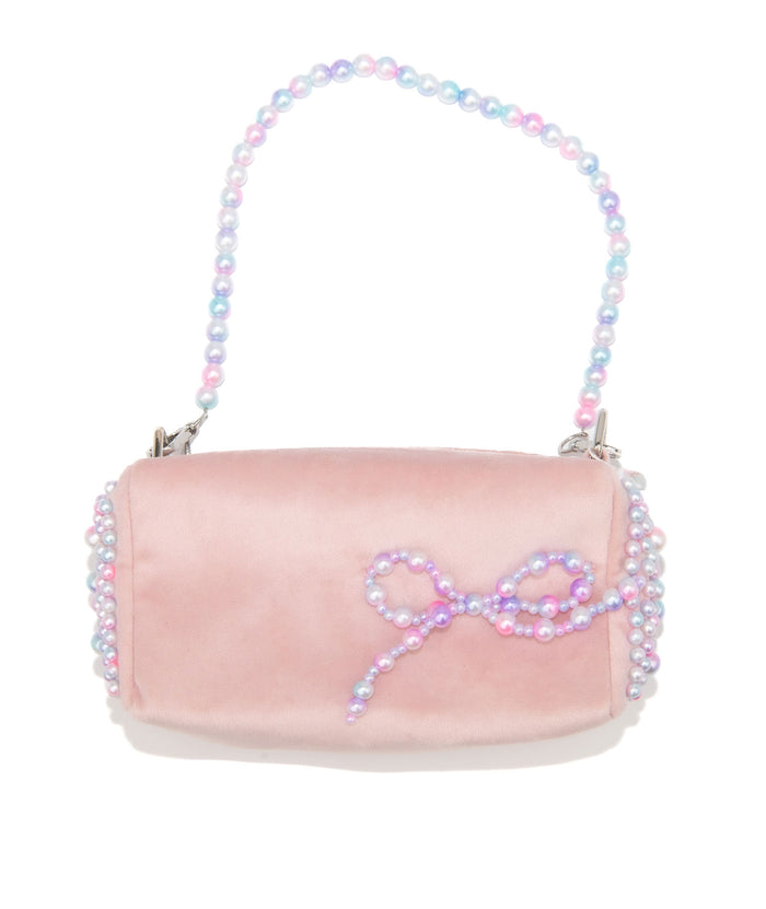 Bari Lynn Bag Velvet With Pearl Bow Distressed/seasonal accessories Bari Lynn Pink