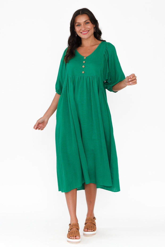 Bethany Green Pocket Midi Dress,Brunette model,alt text|model:Brontie