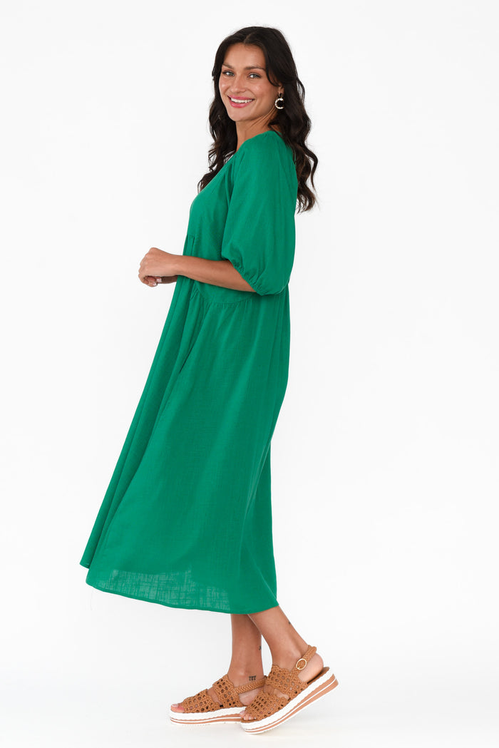 Bethany Green Pocket Midi Dress,Brunette model,alt text|model:Brontie