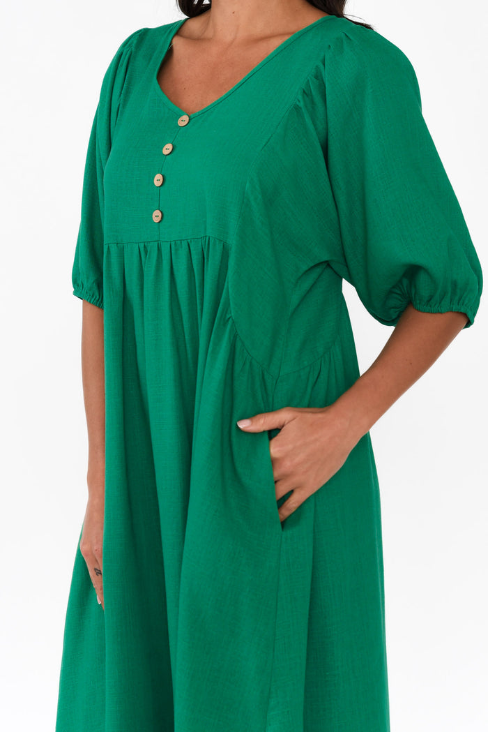 Bethany Green Pocket Midi Dress,Brunette model,alt text|model:Brontie