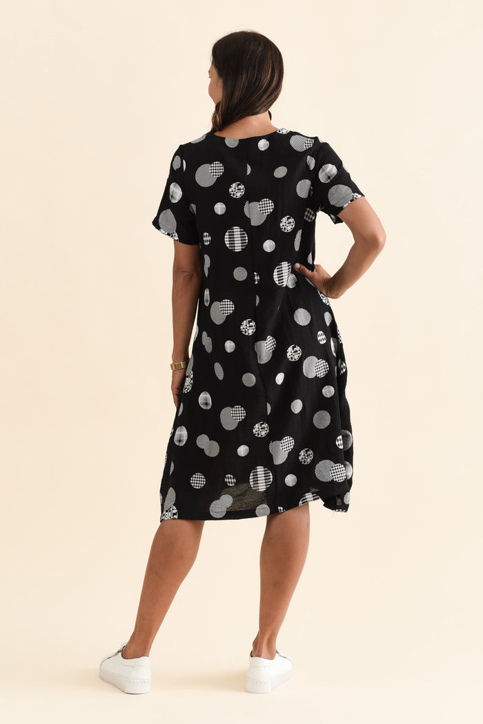 Bexley Black Spot Pocket Dress,Brunette model,alt text|model:Cara