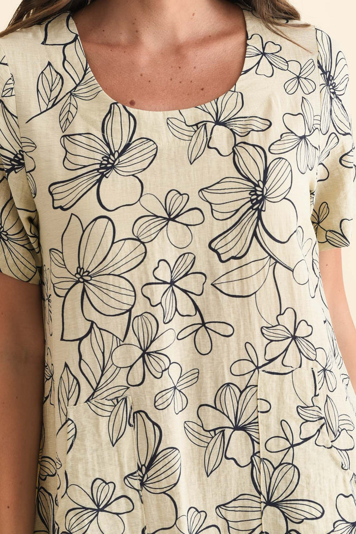 Bexley Sage Flower Pocket Dress,Brunette model,alt text|model:MJ
