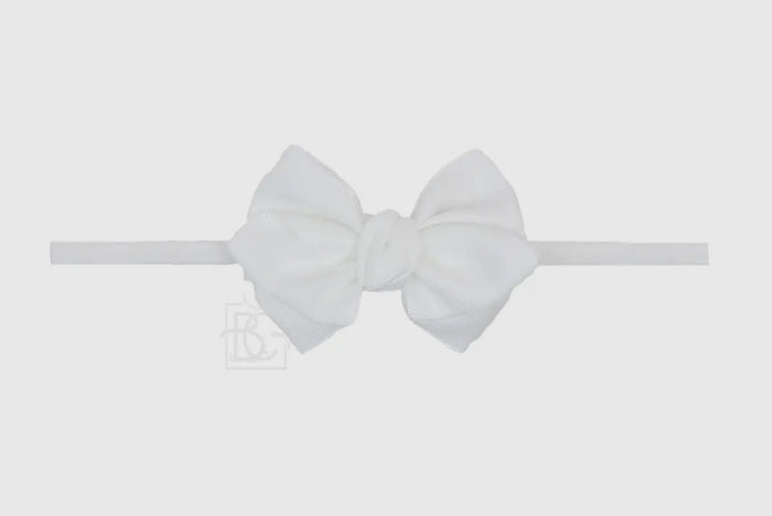Beyond Creations 1/4" Pantyhose Headband w/ Mini Euro Bow-White