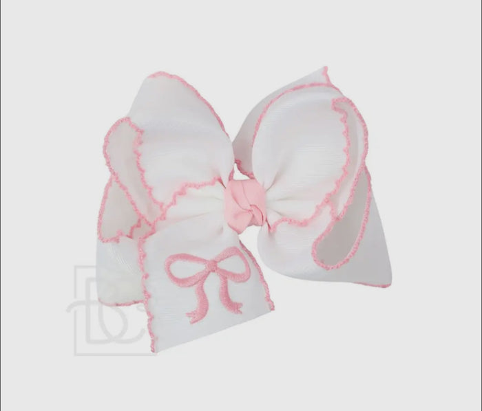 Beyond Creations Embroidered Crochet Edge Hair Bow On Alligator Clip
