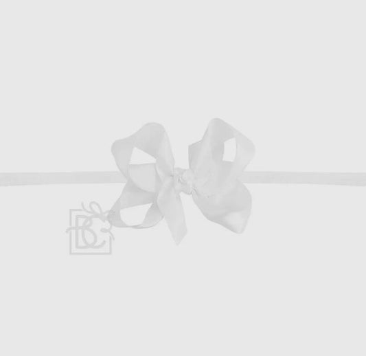 Beyond Creations Pantyhose Headband W/Satin Bow (1/4”)-White