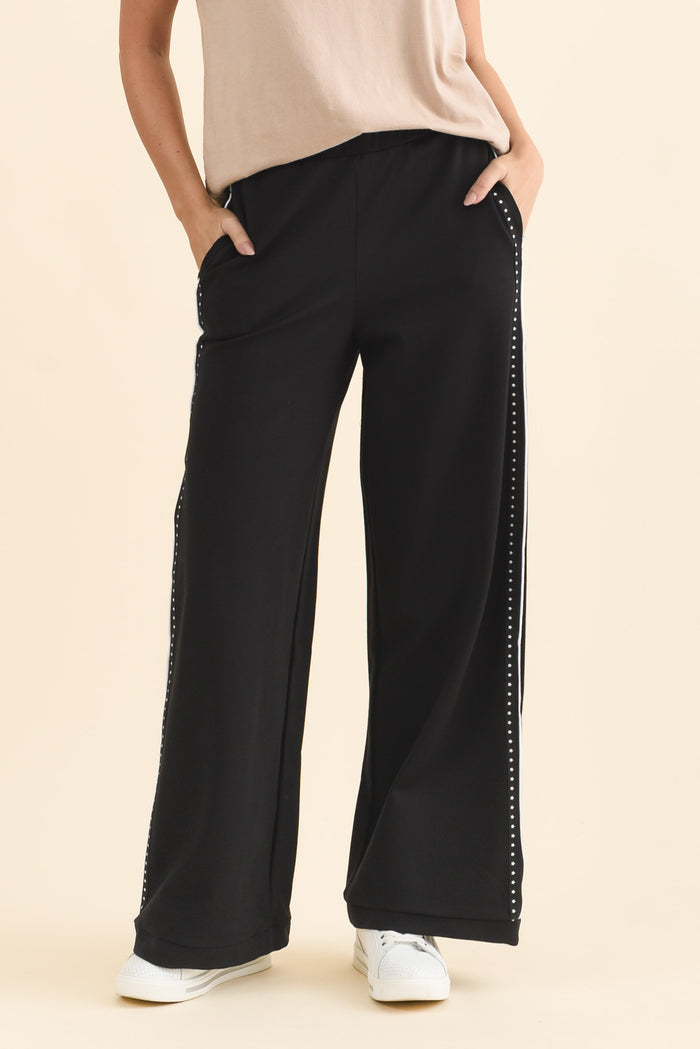 Bien Black Contrast Ponte Jogger Pants