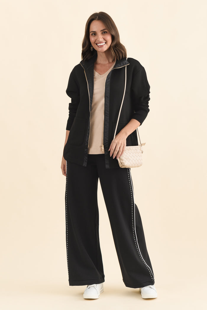 Bien Black Contrast Ponte Jogger Pants