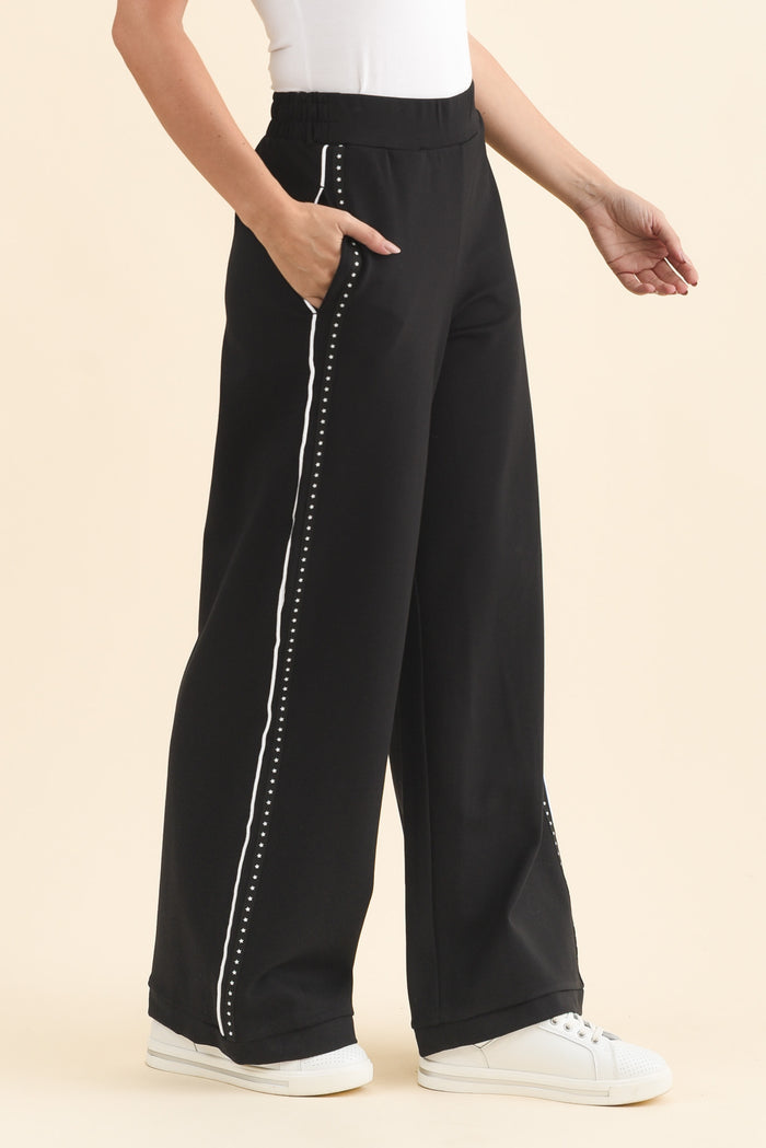 Bien Black Contrast Ponte Jogger Pants