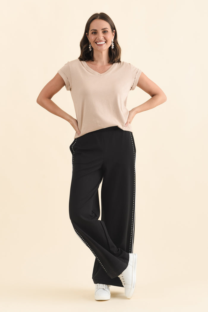 Bien Black Contrast Ponte Jogger Pants