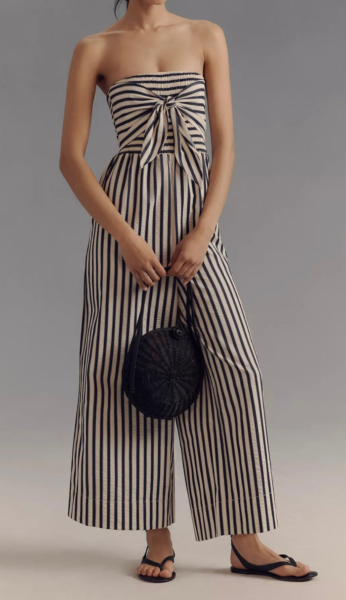 BISHOP & YOUNG ELVA FRONT TIE STRIPE JUMPSUIT