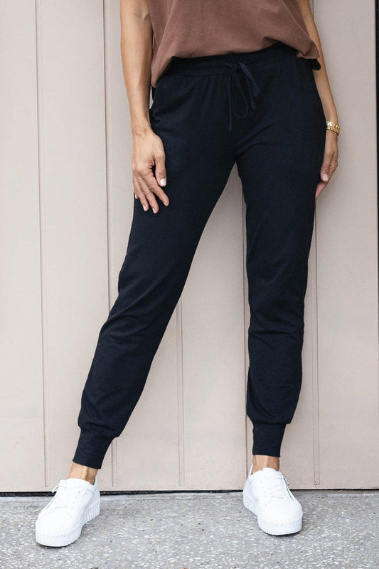 Black Cotton Everyday Tie Sweatpants,Lifestyle