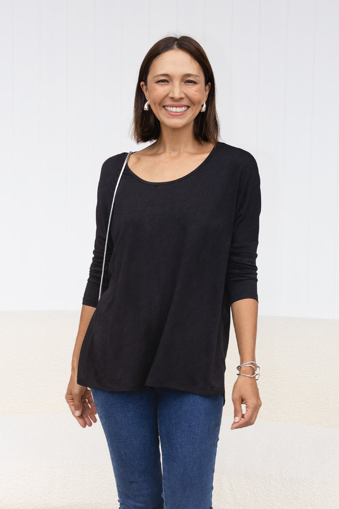 Black Milan 3/4 Sleeve Top,Lifestyle