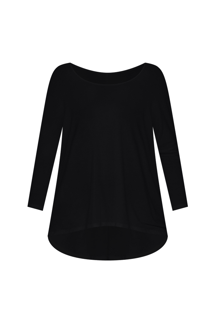 Black Milan 3/4 Sleeve Top,ghost-mani