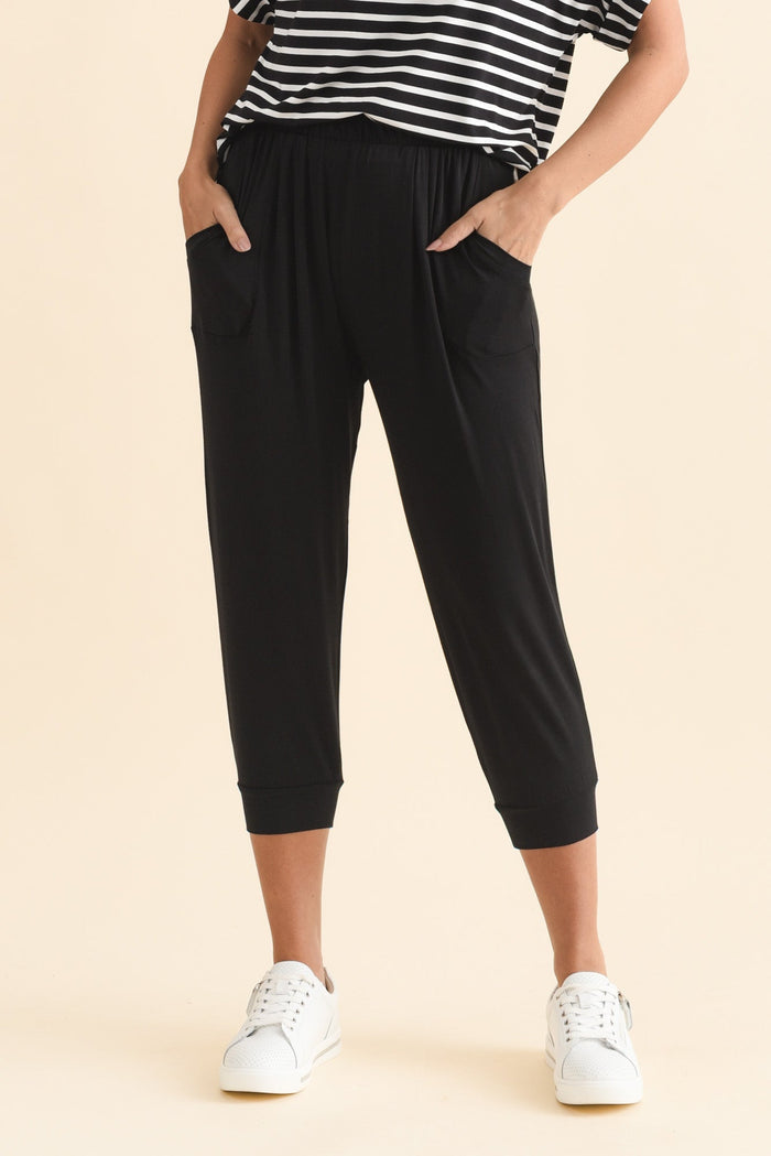 Black Tokyo Slouch Pants,Brunette model,alt text|model:MJ