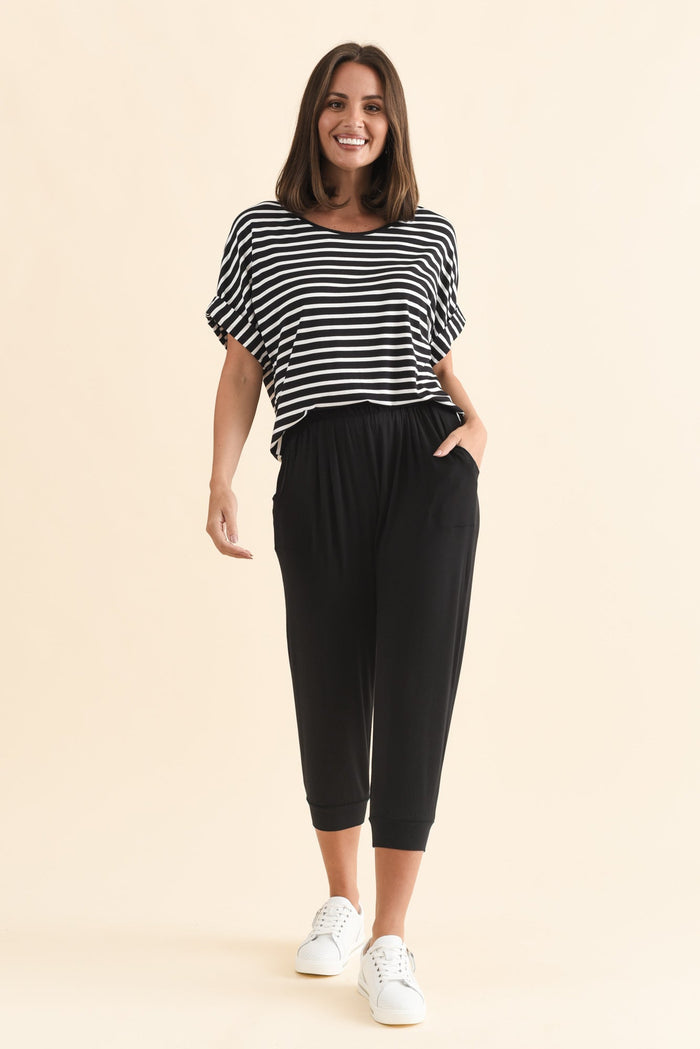 Black Tokyo Slouch Pants,Brunette model,alt text|model:MJ