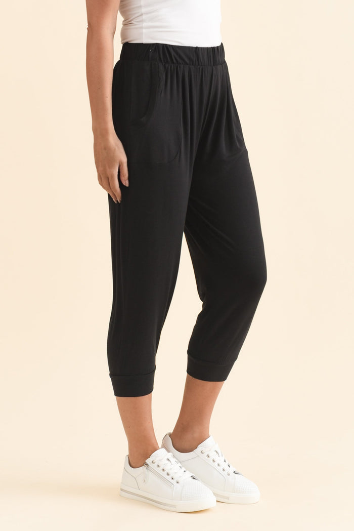 Black Tokyo Slouch Pants,Brunette model,alt text|model:MJ
