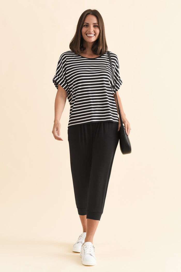 Black Tokyo Slouch Pants,Brunette model,alt text|model:MJ