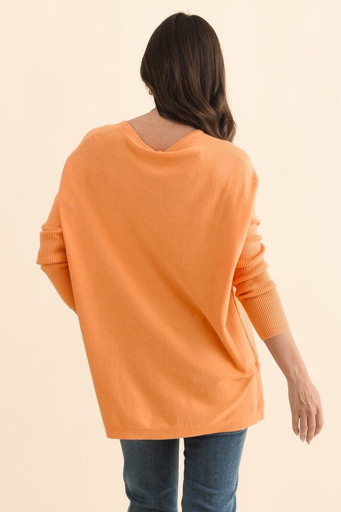 Blakely Orange Batwing Jumper,Brunette model,alt text|model:MJ
